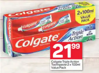 Pick n Pay Colgate Triple Action Toothpaste 2x100ml offer
