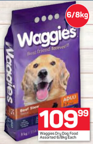 Pick n Pay Waggies Dry Dog Food Assorted 6/8kg offer