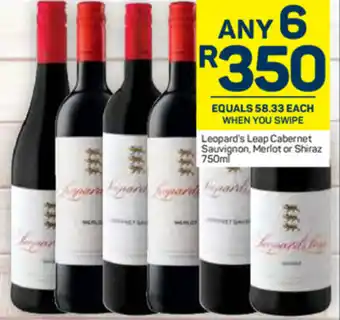 Pick n Pay Leoprd's Leap Cabernet Sauvignon, Merlot or Shiraz 750ml offer