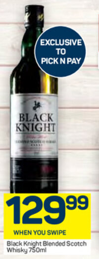 Pick n Pay Black Knight Blended Scotch Whisky 750ml offer