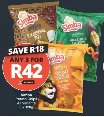 Checkers Simba Potato Chips All Variants 3x120g offer
