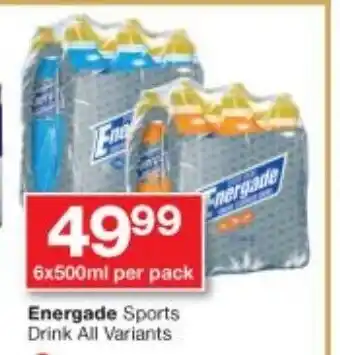 Checkers Energade Sports Drink All Variants 6x600ml offer