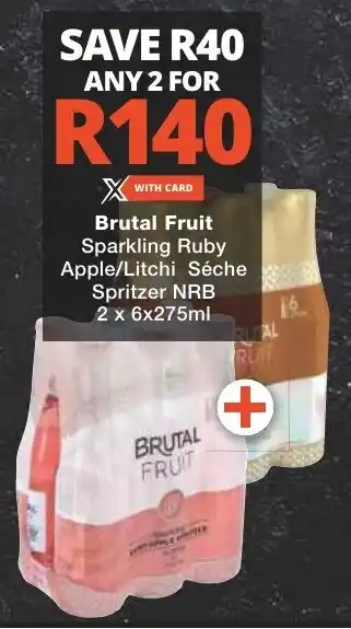 Checkers Brutal Fruit Sparkling Ruby Apple/Litchi Séche Spritzer NRB 2 x 6x275ml offer