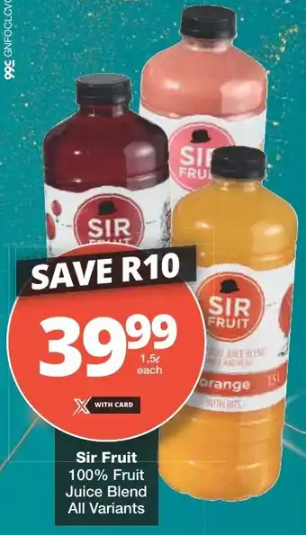 Checkers Sir Fruit 100% Fruit Juice Blend All Variants offer