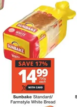 Sunbake Standard/ Farmstyle White Bread