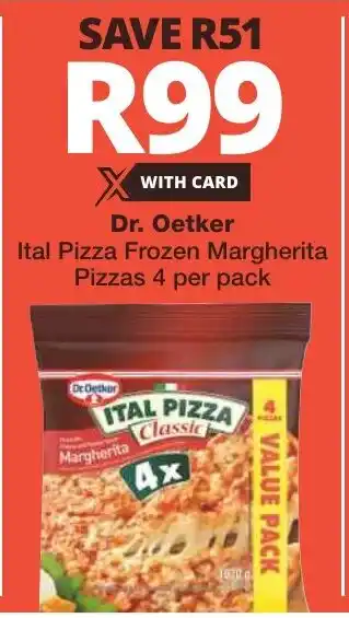 Checkers Dr. Oetker Ital Pizza Frozen Margherita Pizzas 4 per pack offer