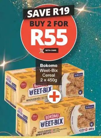 Checkers Bokomo Weet-Bix Cereal 2 x 450g offer
