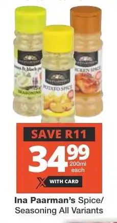 Checkers Ina Paarman's Spice/ Seasoning All Variants offer