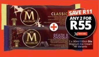 Checkers Hyper 2 x 90ml/100ml Ola Magnum Ice Cream All Variants offer