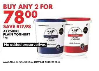 Woolworths AYRSHIRE PLAIN YOGHURT 1 kg offer