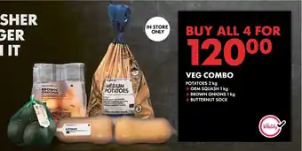 Woolworths VEG COMBO +GEM SQUASH 1 kg + BROWN ONIONS 1 kg + BUTTERNUT SOCK offer