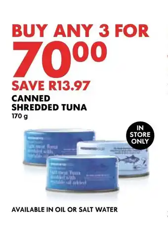 Woolworths CANNED SHREDDED TUNA 170g offer