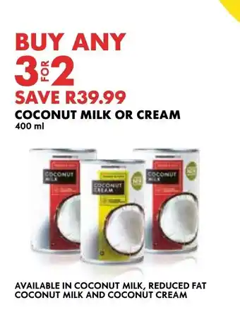 Woolworths COCONUT MILK OR CREAM 400 ml offer