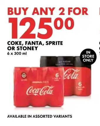 Woolworths COKE, FANTA, SPRITE OR STONEY offer