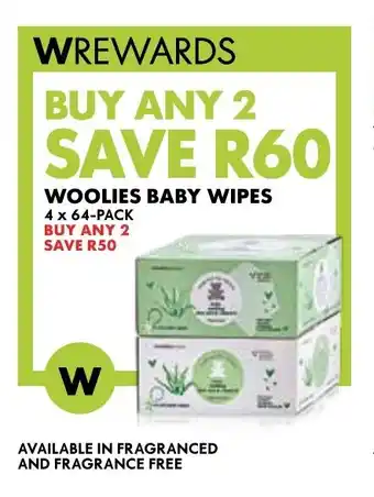 Woolworths WOOLIES BABY WIPES 4 x 64-PACK offer