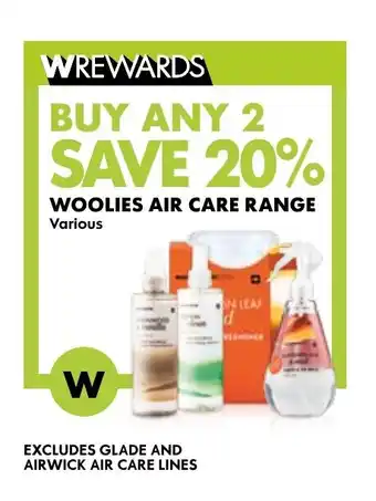 Woolworths WOOLIES AIR CARE RANGE Various offer