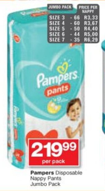Checkers Pampers Disposable Nappy Pants Jumbo Pack offer