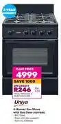 Game Univa 4 burner gas stove with gas oven ug016bi offer