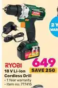 Game Ryobi 18v li-ion cordless drill offer