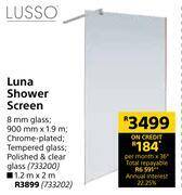 Builders Warehouse Lusso luna shower screen 900mm x 1.9m offer