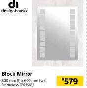Builders Warehouse Designhouse block mirror 800mm(l) x 600mm(w) offer