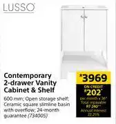 Builders Warehouse Lusso contemporary 2 drawer vanity cabinet & shelf offer
