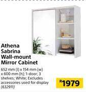 Builders Warehouse Athena sabrina wall-mount mirror cabinet 652mm(l) x 154mm(w) x 600mm(h) offer