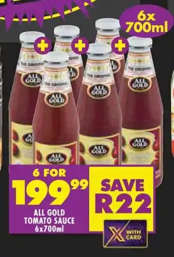 Shoprite ALL GOLD TOMATO SAUCE 6x700ml offer