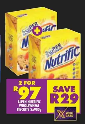 Shoprite ALPEN NUTRIFIC WHOLEWHEAT BISCUITS 2x900g offer