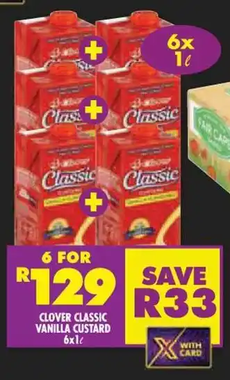 Shoprite CLOVER CLASSIC VANILLA CUSTARD 6x1L offer