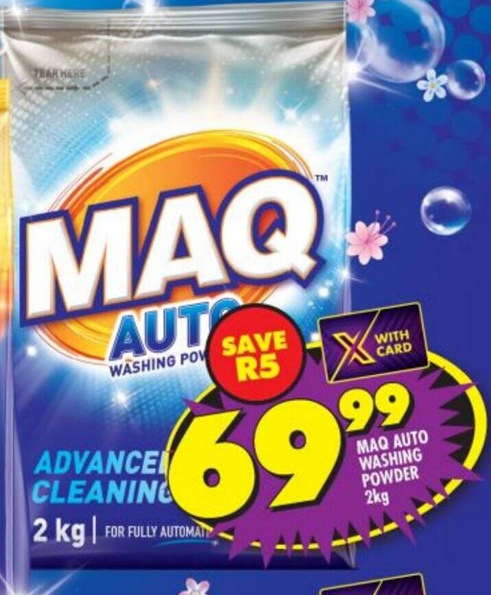 MAQ AUTO WASHING POWDER 2kg offer at Shoprite