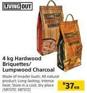 Builders Warehouse Living Out 4Kg Hardwood Briquettes/Lumpwood Charcoal-Each offer