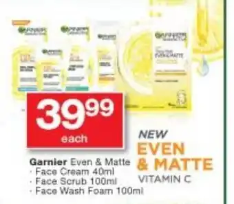 Checkers Garnier Even & Matte Face Cream 40ml offer