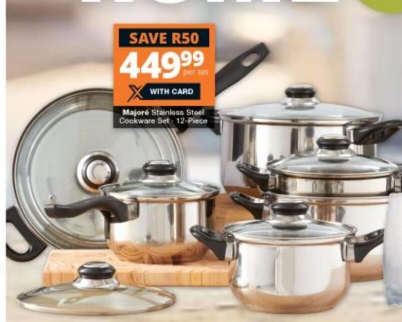 Majoré Stainless Steel Cookware Set 12Piece offer at Checkers