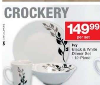 Checkers Ivy Black&White Dinner Set 12-Piece offer