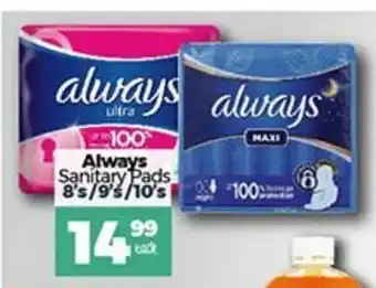 Take 'n Pay Always Sanitary Pads 8's / 8's / 10's offer