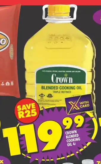 Shoprite CROWN BLENDED COOKING OIL 4L offer