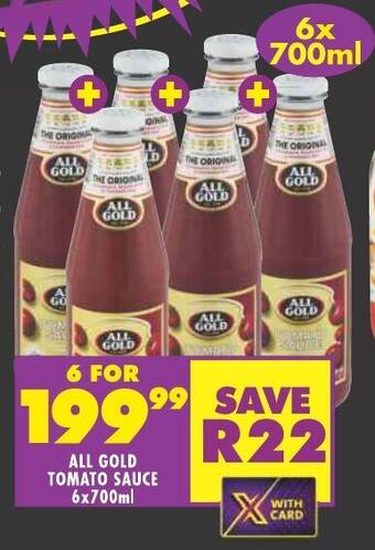 Shoprite ALL GOLD TOMATO SAUCE 6x700ml offer