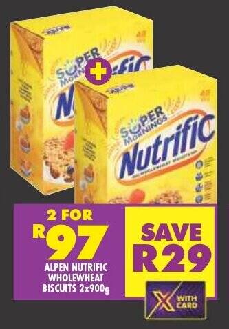 Shoprite ALPEN NUTRIFIC WHOLEWHEAT BISCUITS 2x900g offer