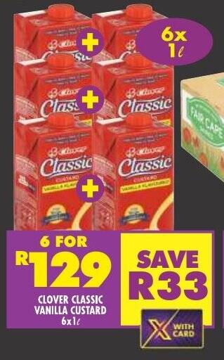 Shoprite CLOVER CLASSIC VANILLA CUSTARD 6x1L offer