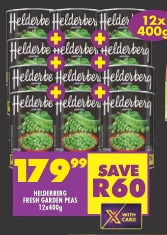 Shoprite HELDERBERG FRESH GARDEN PEAS 12x400g offer