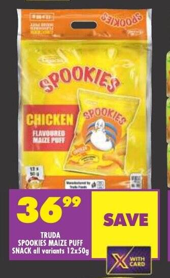Shoprite TRUDA SPOOKIES MAIZE PUFF SNACK all variants 12x50g offer