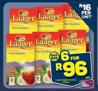 Pick n Pay Laager Tagless Rooibos Teabags 20s offer