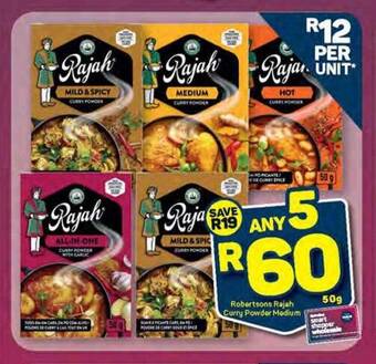 Pick n Pay Robertsons Rajah Curry Powder Medium 50g offer