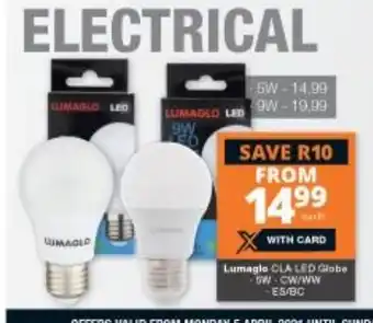 Checkers Lumaglo CLA LED Globe 5W offer