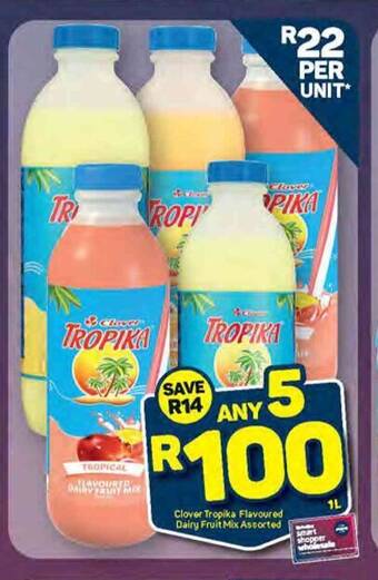 Pick n Pay Clover Tropika Flavoured Dairy Fruit Mix Assorted 1L offer