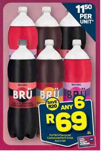 Pick n Pay PnP Brü Flavoured Carbonated Soft Drink Assorted 2L offer