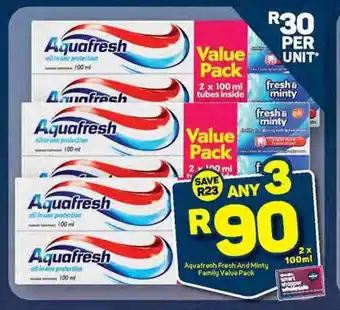 Pick n Pay Aquafreth Fresh And Minty Family Value Pack 2x 100ml offer