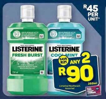 Pick n Pay Listerine Mouthwash Assorted 250ml offer