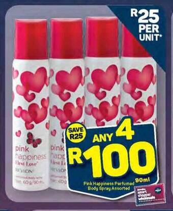 Pick n Pay Pink Happiness Perfumed Body Spray Assorted 90ml offer